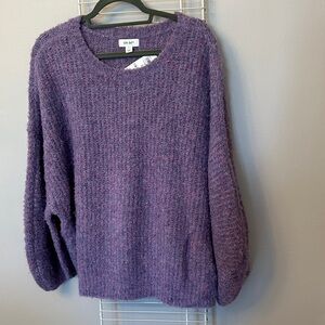 Cozy Purple Bouclé Crewneck Sweater by On 3rd